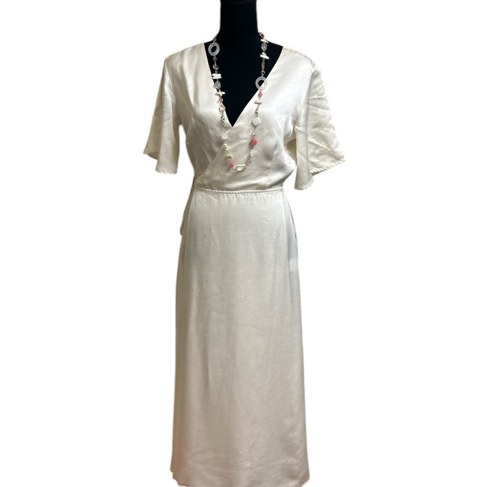 WHIMSY + Row XS Elegant Cream Wrap Dress, 51% Tencel 49% Cupro. New without tag